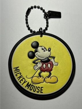 COACH Mickey Mouse Bag Charm/Keychain, Leather *Rare/Vintage* Coach X Disney